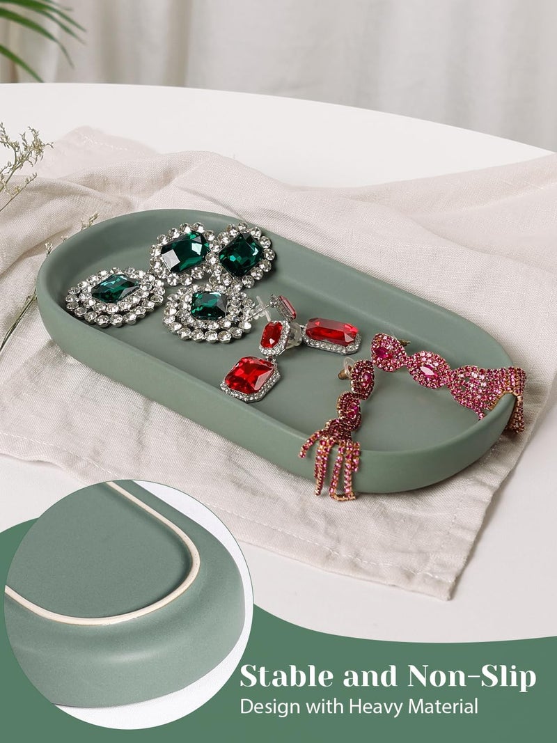 INGOFIN 7" Ceramic Bathroom Vanity Tray- Bathroom Organizer Countertop Tray for Perfume, Jewelry, Candles, Small Kitchen Counter Soap Tray, Decorative for Bathroom Vanity, Toilet Tank, Green - Image 5